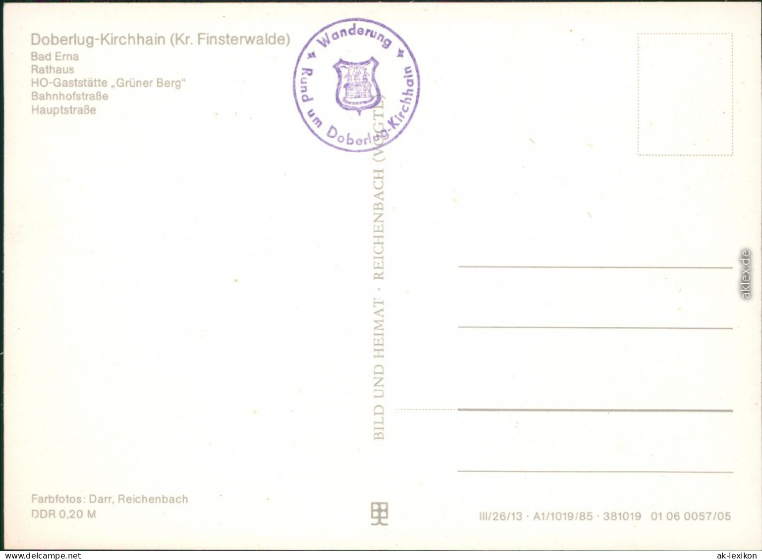 Doberlug-Kirchhain   Bad Erna, Rathaus, HO-Gaststätte "Grüner Berg", 1983 - Doberlug-Kirchhain