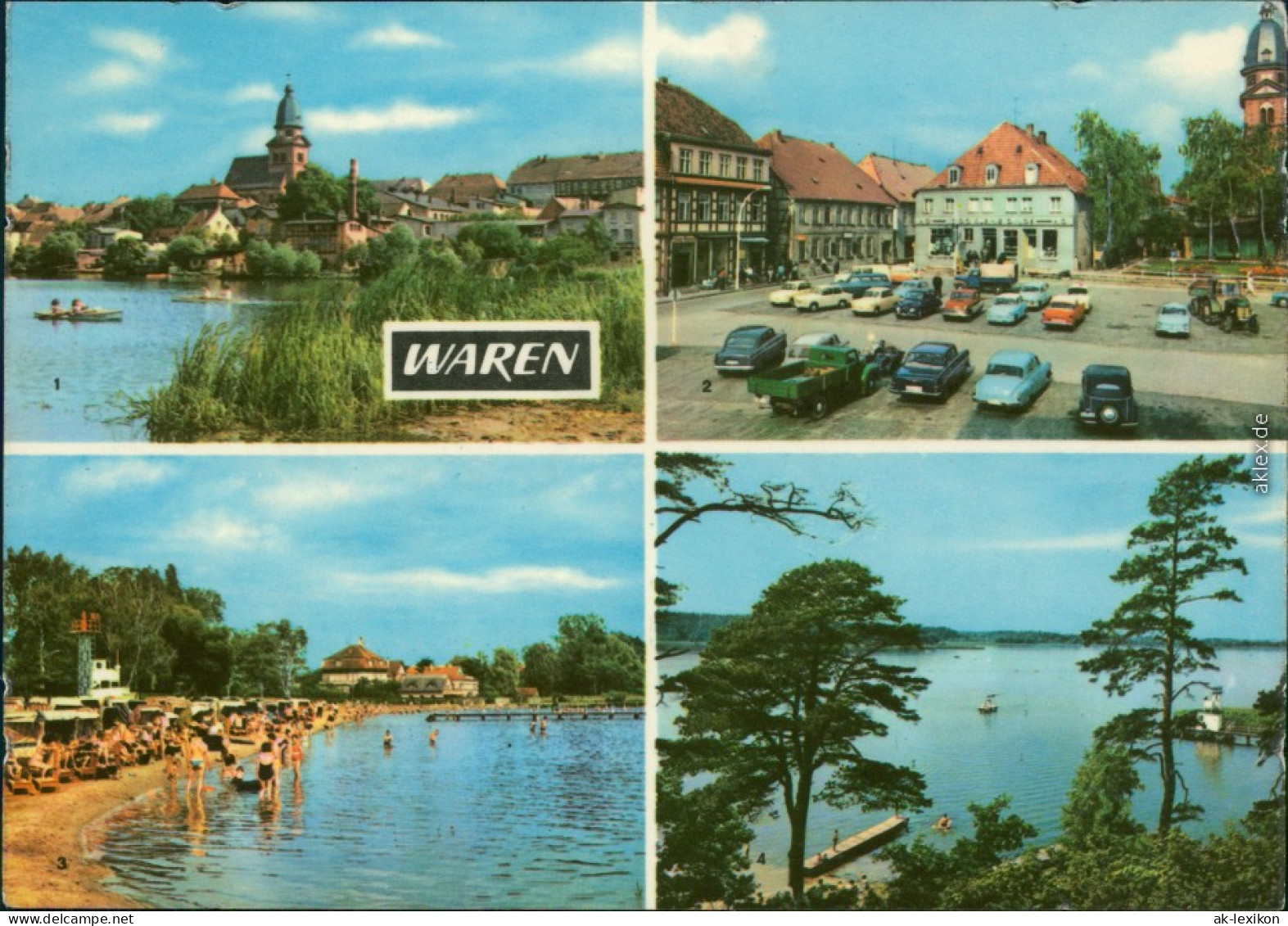 Ansichtskarte Waren (Müritz) Tiefwarensee, Markt, Badeanstalt, Müritz G1968 - Waren (Müritz)