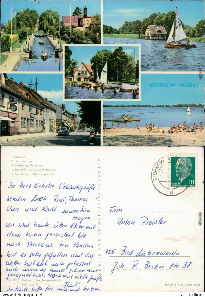 Storkow (Mark) Schleuse, Storkower See, Marktplatz, Strand, Sportlerheim G1968 - Storkow