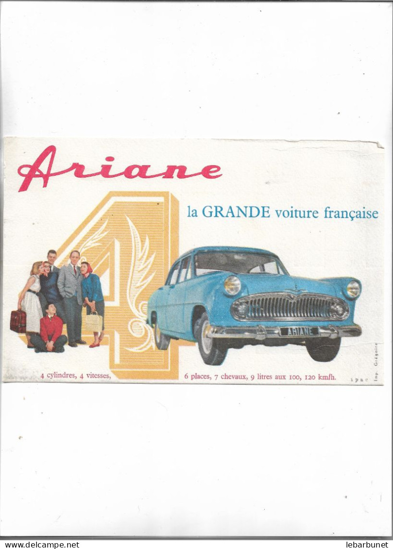 Buvard Ancien Ariane La Grande Voiture Française - Automobile