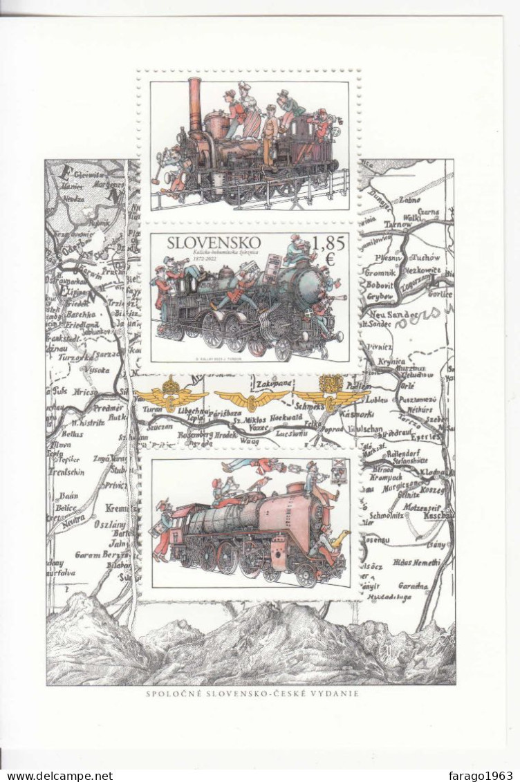 2022 Slovakia Railway Trains Locomotives JOINT ISSUE S/sheet MNH @ BELOW FV * Small Crease Bottom Left Stamps OK* - Nuevos