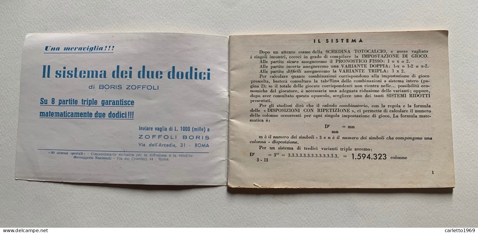 LIBRETTO TOTOCALCIO - TOTIP - SISTEMI SPECIALI DI BORIS ZOFFOLI EDIZIONE 1955 - Other & Unclassified