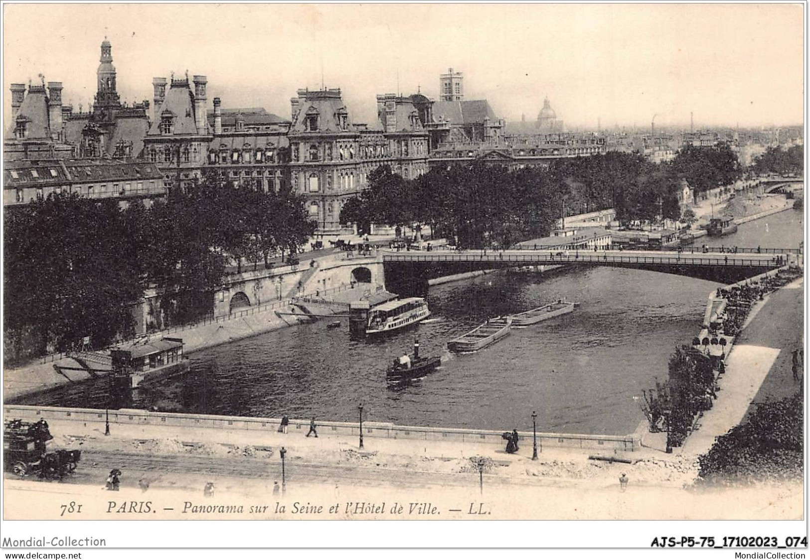 AJSP5-75-0441 - PARIS - Panorama Sur La Seine Et L'hôtel De Ville - El Sena Y Sus Bordes