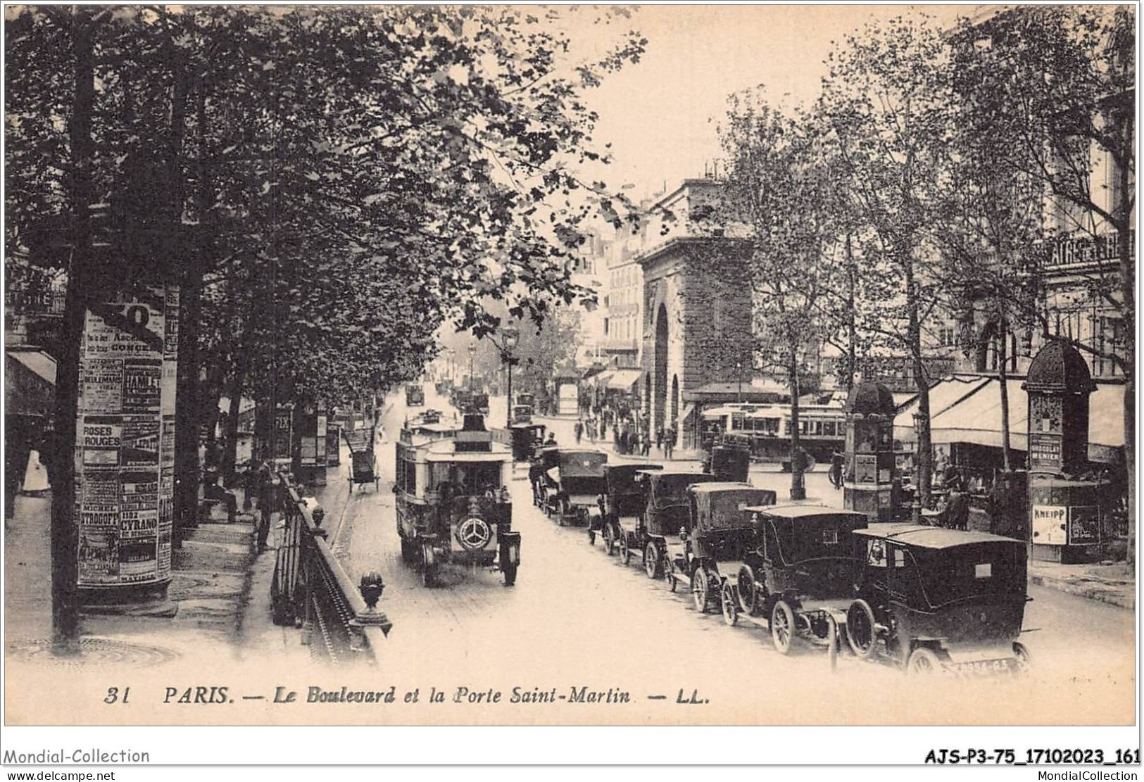 AJSP3-75-0283 - PARIS - Le Boulevard Et La Porte Saint-martin - Squares