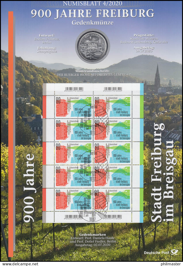 3553 900 Jahre Stadt Freiburg Im Breisgau - Numisblatt 4/2020 - Enveloppes Numismatiques