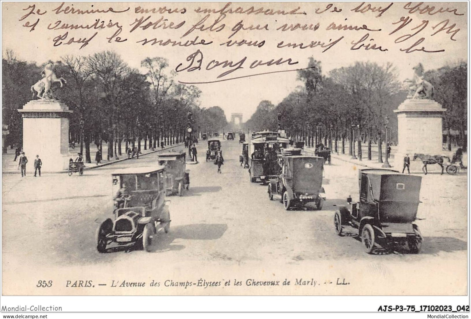 AJSP3-75-0224 - PARIS - L'avenue Des Champs-elysées Et Les Chevaux De Marly - Champs-Elysées