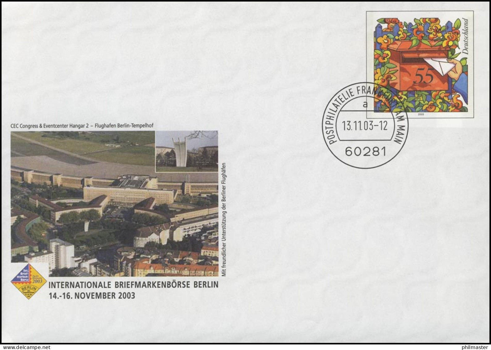 USo 66 Börse Berlin 2003 Flughafen Tempelhof, VS-O  Frankfurt/Main 13.11.2003 - Briefomslagen - Ongebruikt