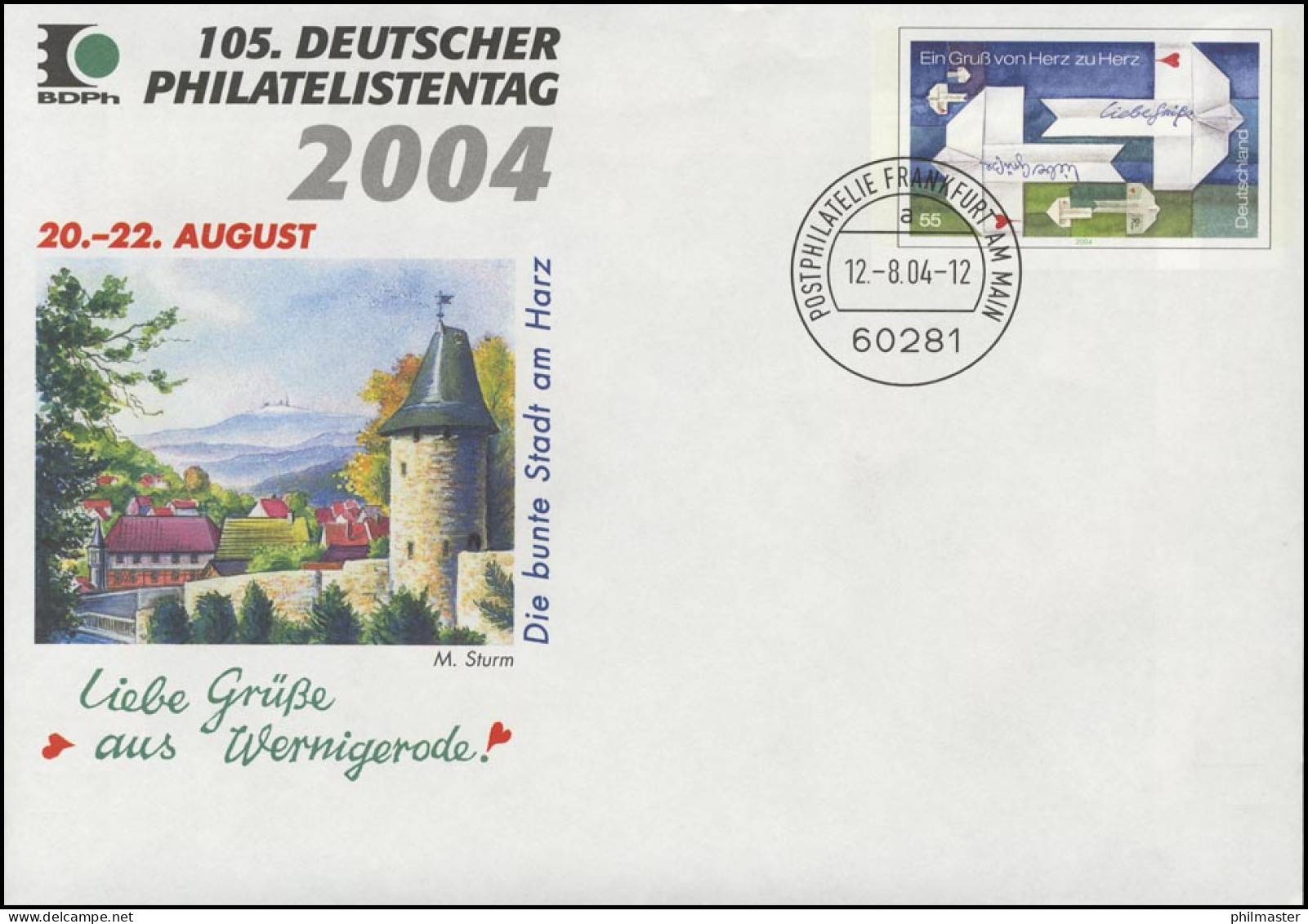 USo 77 Philatelistentag Wernigerode, VS-O Frankfurt 12.8.2004 - Covers - Mint