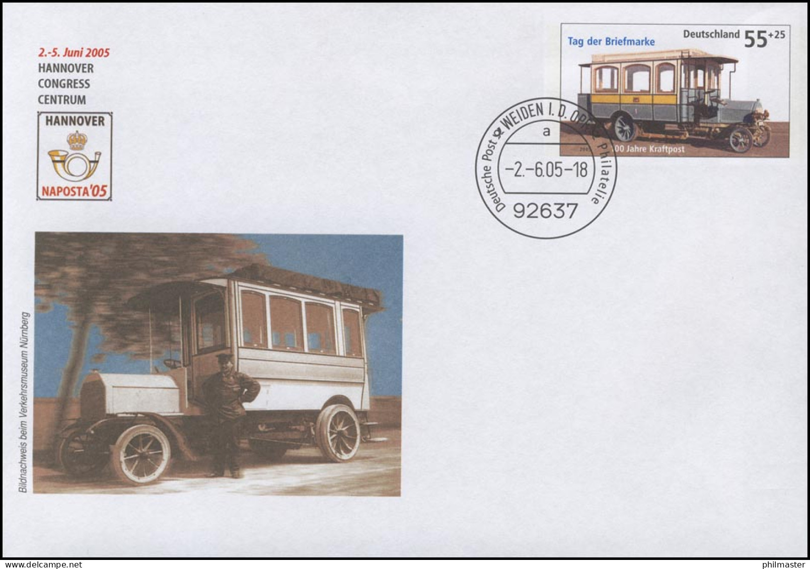 USo 96  NAPOSTA HANNOVER Kraftpost / Kraftfahrtomnibus  2005, VS-O Weiden 2.6.05 - Covers - Mint