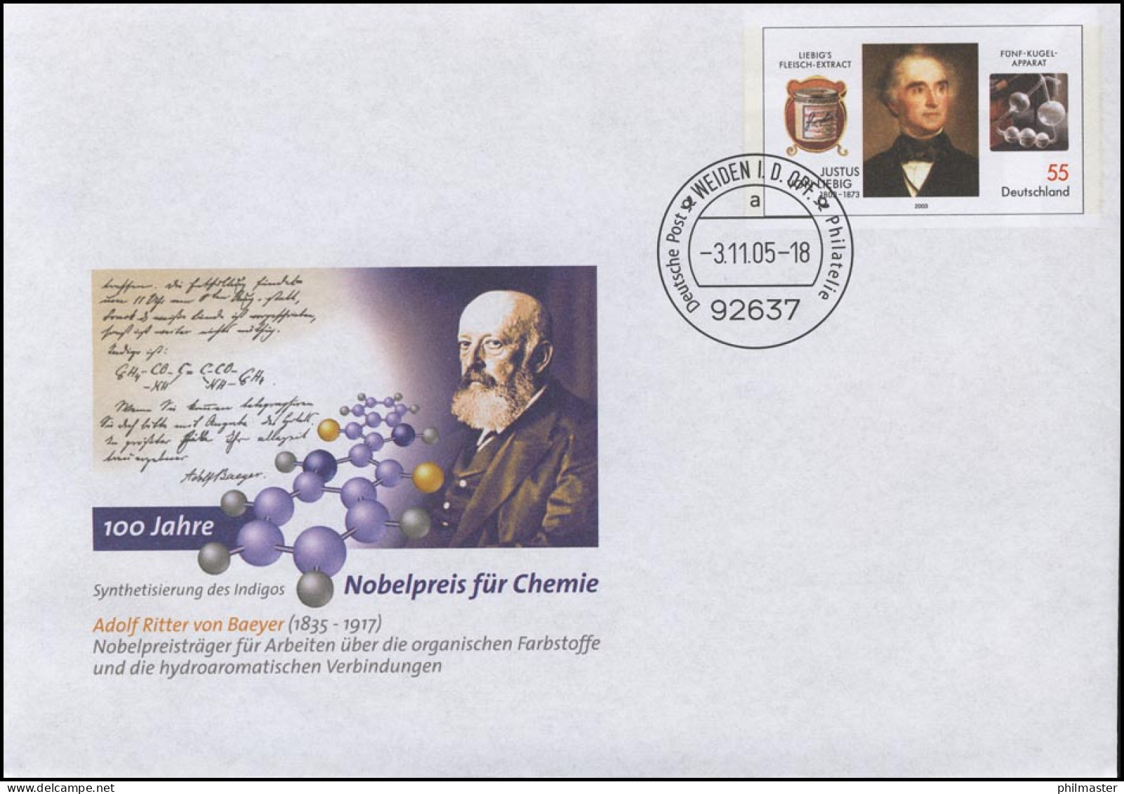 USo 107 Nobelpreis Baeyer 2005, VS-O Weiden - Briefomslagen - Ongebruikt