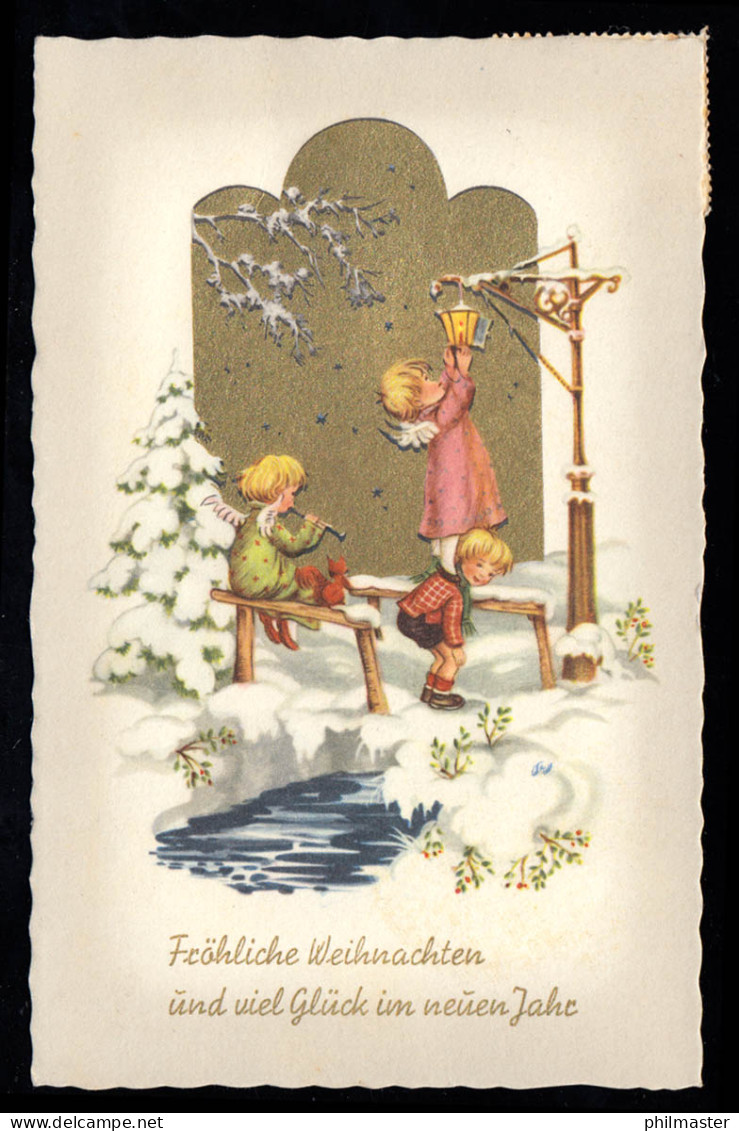 Weihnachten Fröhliche, Engel Im Schnee Hängen Laterne Auf, Steyregg 18.12.1963 - Autres & Non Classés