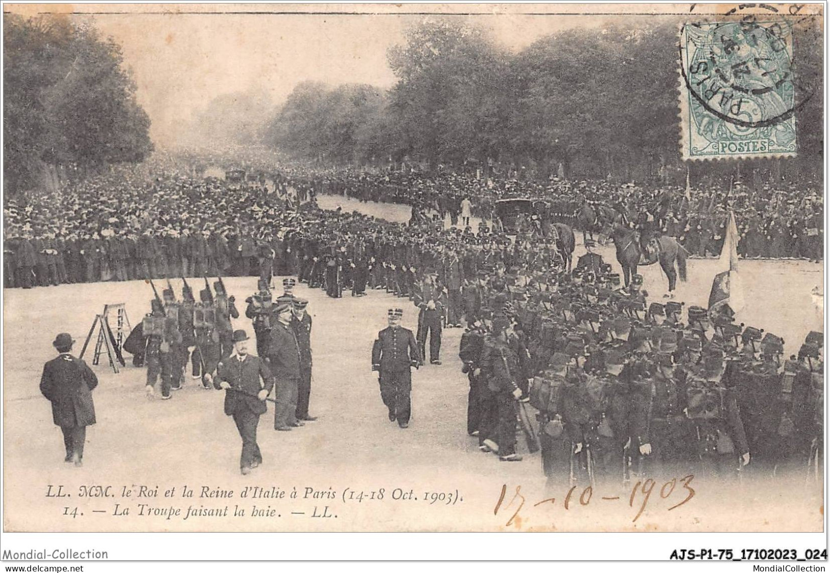 AJSP1-75-0013 - Le Roi Et La Reine D'italie à - PARIS - La Troupe Faisant La Baie - Plazas