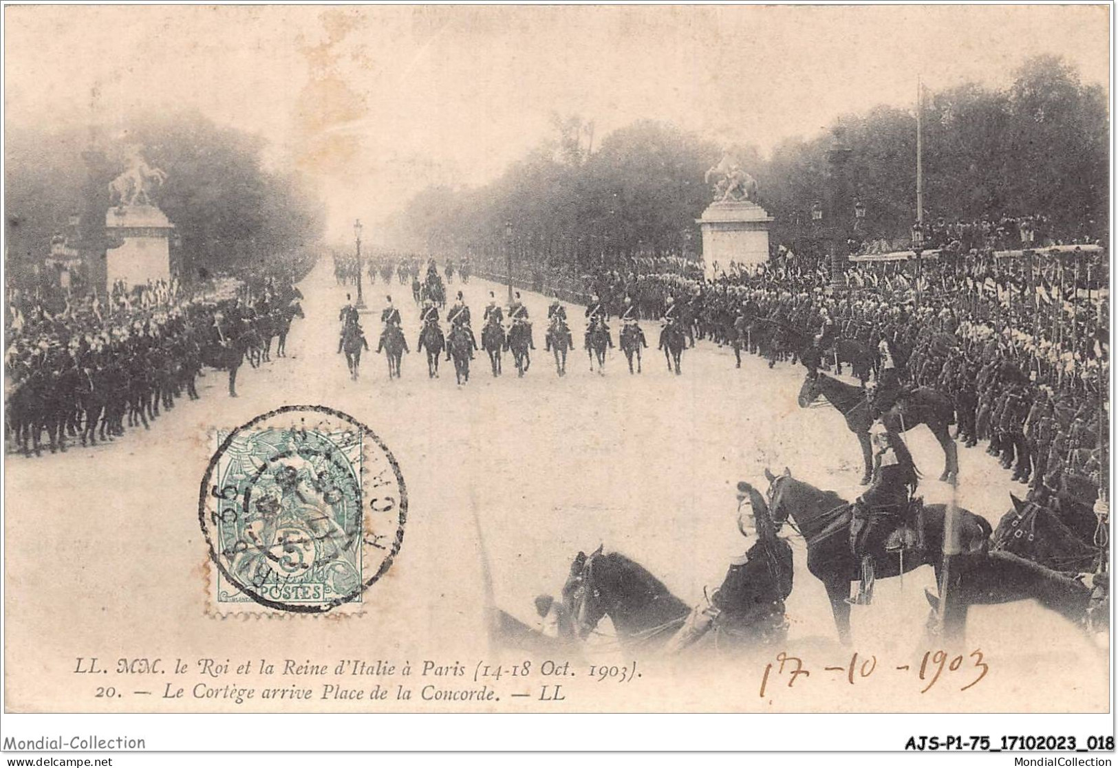 AJSP1-75-0010 - Le Roi Et La Reine D'italie à - PARIS - Le Cortège Arrive Place De La Concorde - Squares