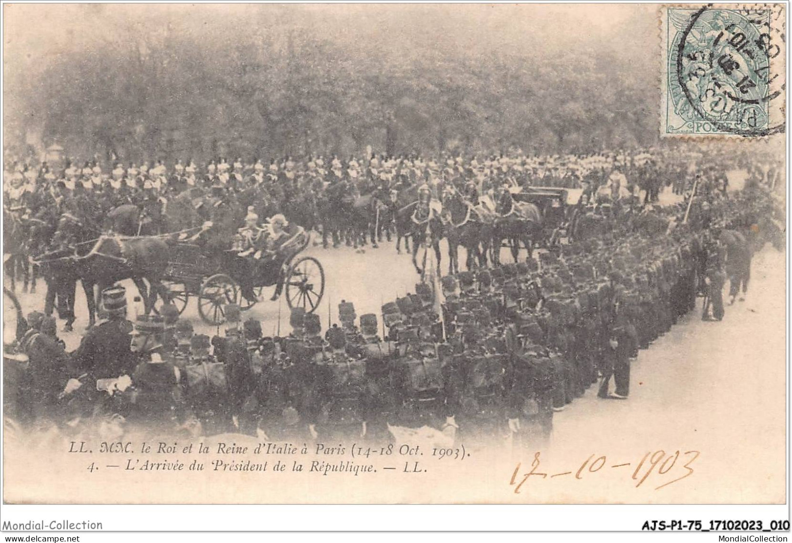 AJSP1-75-0006 - Le Roi Et La Reine D'italie à - PARIS - L'arrivée Du Président De La République - Plazas