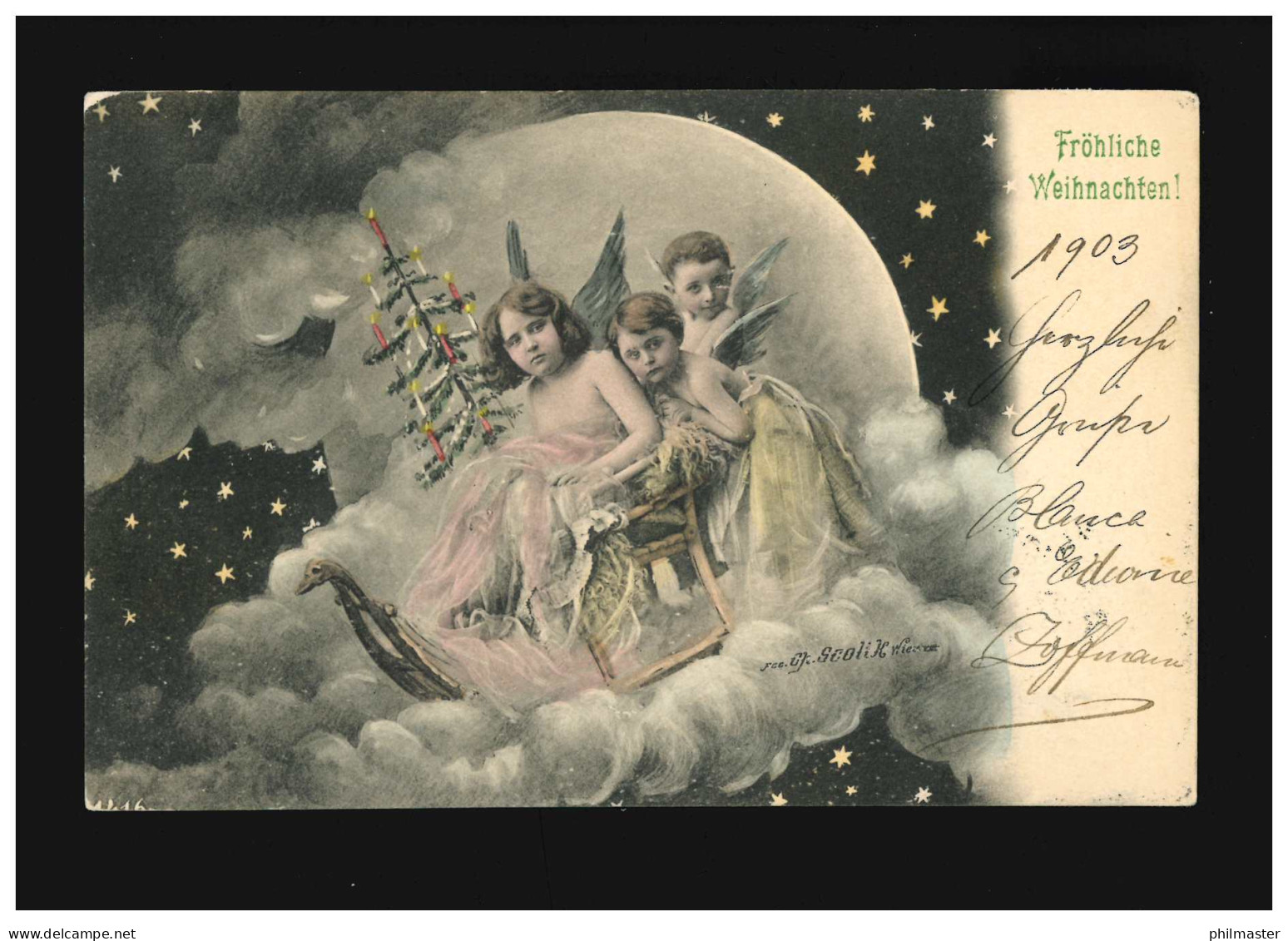 Weihnachten Fröhliche Engel Photographie Charles Scolik Hofphotograph, Wien 1903 - Autres & Non Classés