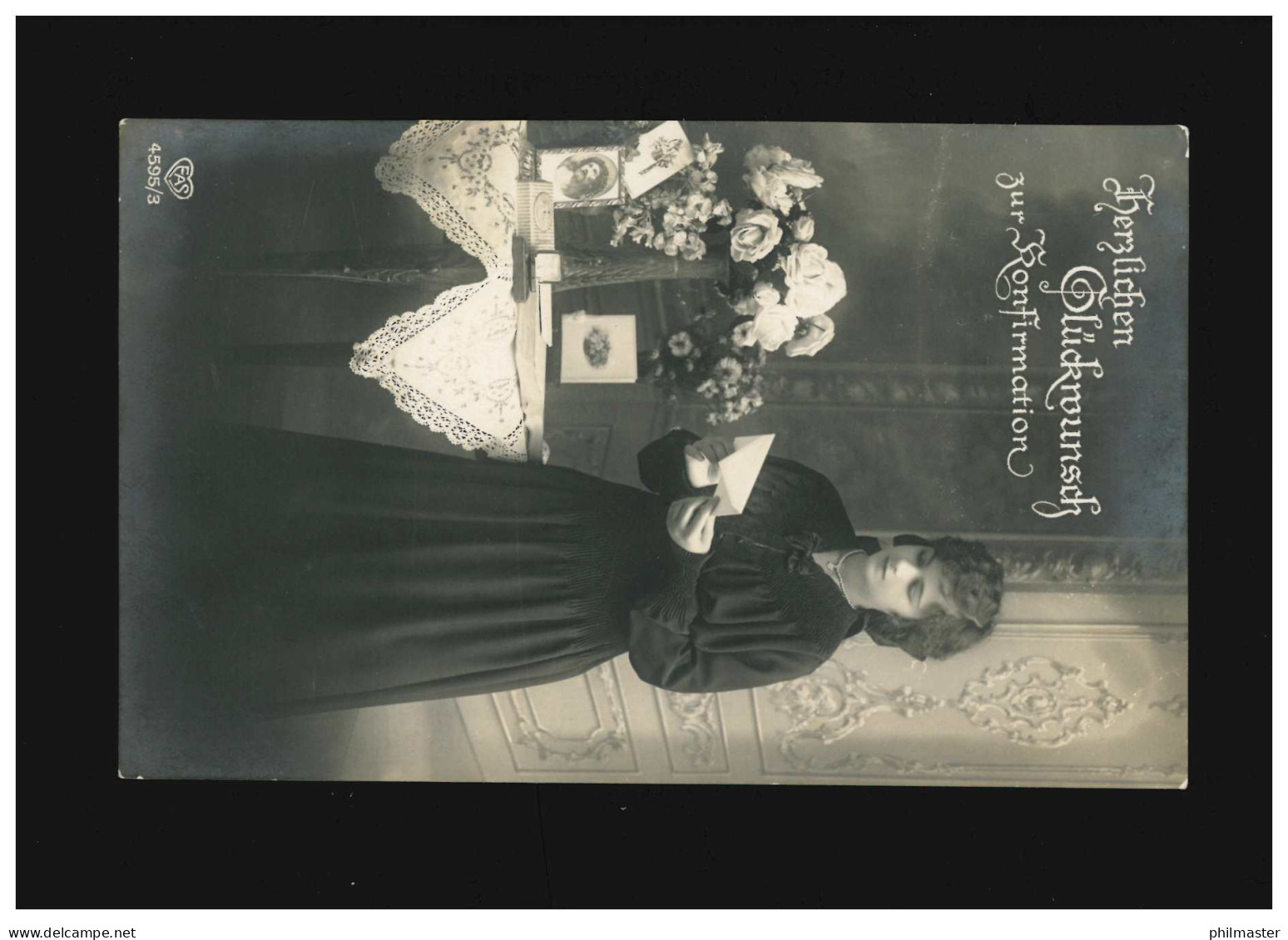 Konfirmation Herzlichen Glückwunsch Mädchen Umschlag Blumen, Adorf 29.2.1924 - Autres & Non Classés