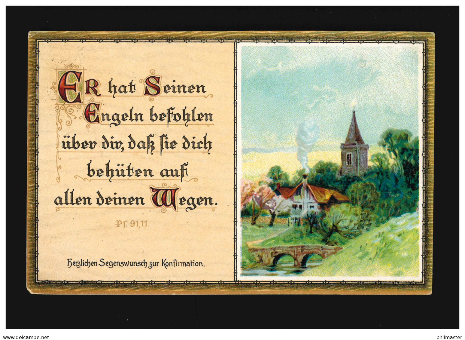 Konfirmation Segenswunsch Er Hat Seinen Engeln Befohlen, Nordhausen 29.3.1919 - Other & Unclassified