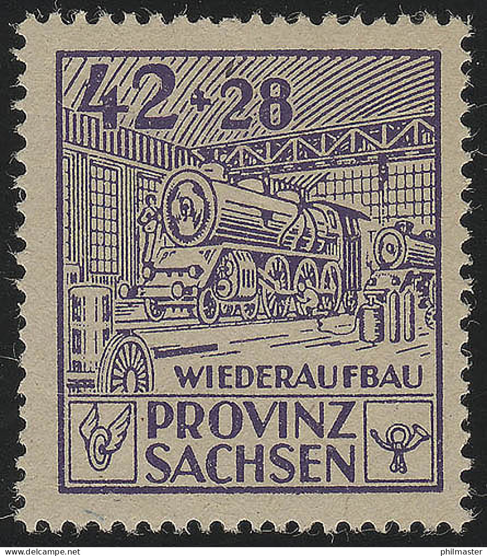 SBZ 89A Wiederaufbau 42 Pf, Dunkelbläulichviolett, Gezähnt, ** - Mint