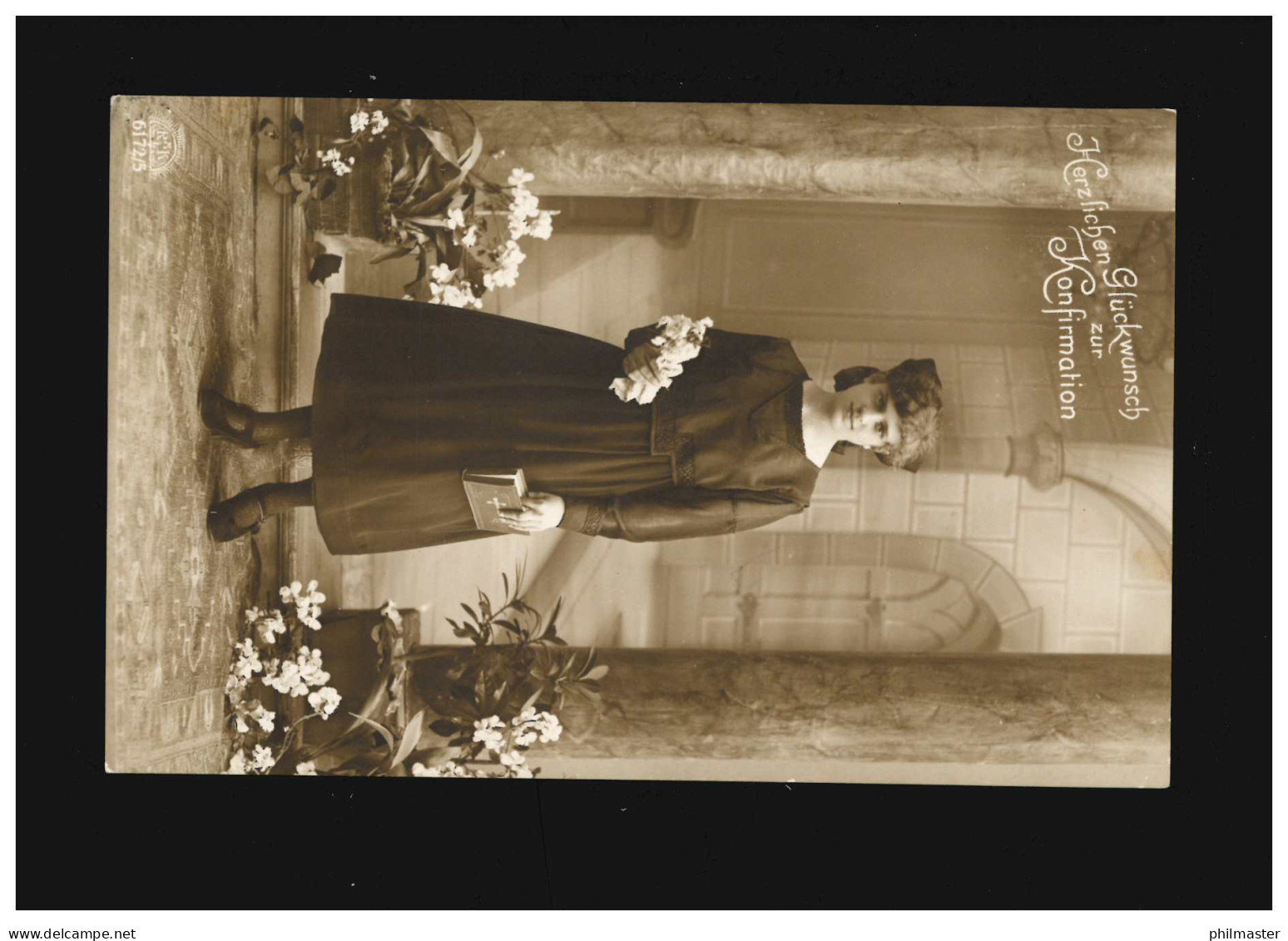 Konfirmation Mädchen Kleid Schleife Blumen Glückwunsch Herzogenbuchsee 24.3.1921 - Autres & Non Classés