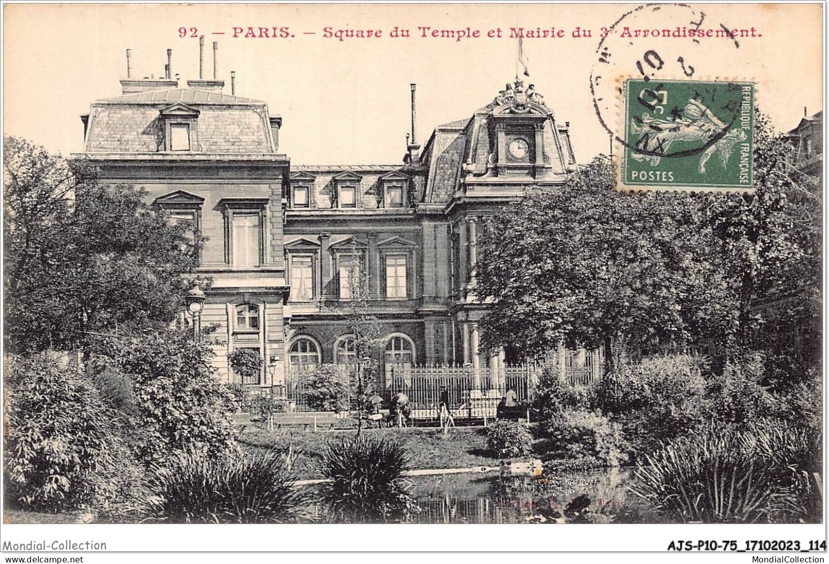 AJSP10-75-0969 - PARIS - Square Du Temple Et Mairie Du 3e Arrondissement - Arrondissement: 03