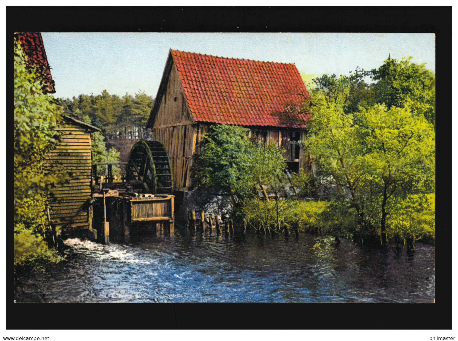 Landwirtschaft Mühle Fluss Mühlrad Bäume Ufer Wiese Landschaft, Ungebraucht - Autres & Non Classés