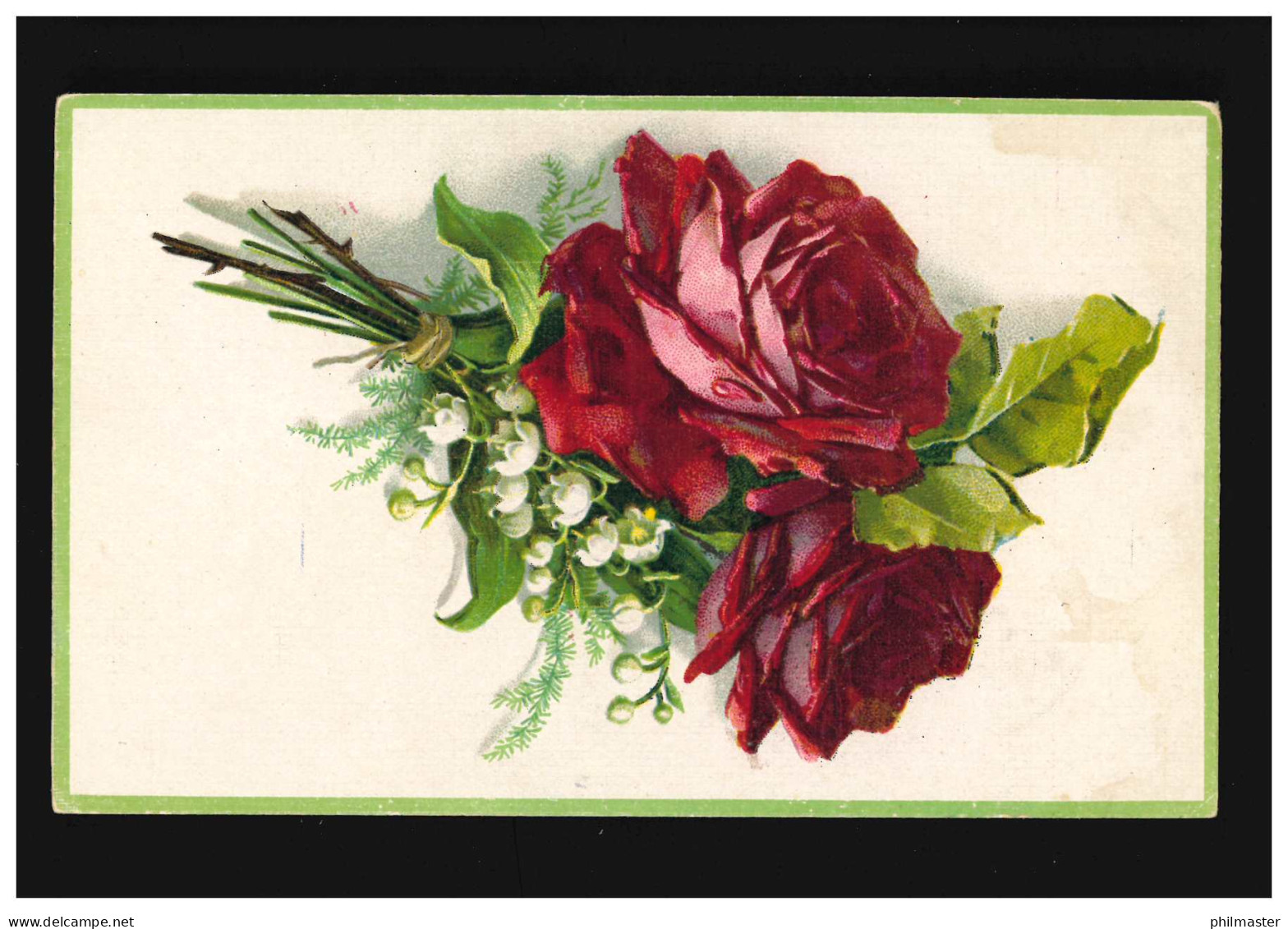 AK Blumen Strauß Rote Rosen Maiglöckchen; Kamenz (Sachsen) 4.5.1919 - Andere & Zonder Classificatie