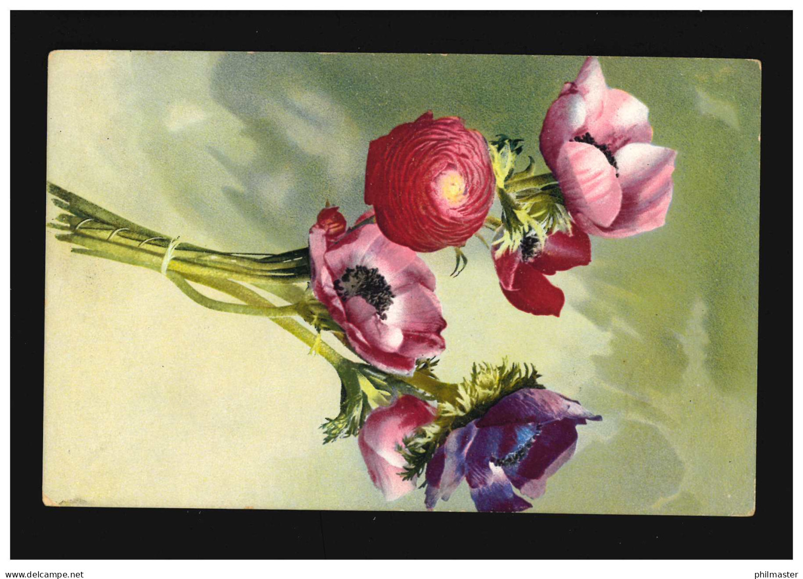AK Blumen Gebinde Rot Rosa Annemonen Und Rote Gefüllte Rosen, Dorsten 24.11.1912 - Sonstige & Ohne Zuordnung