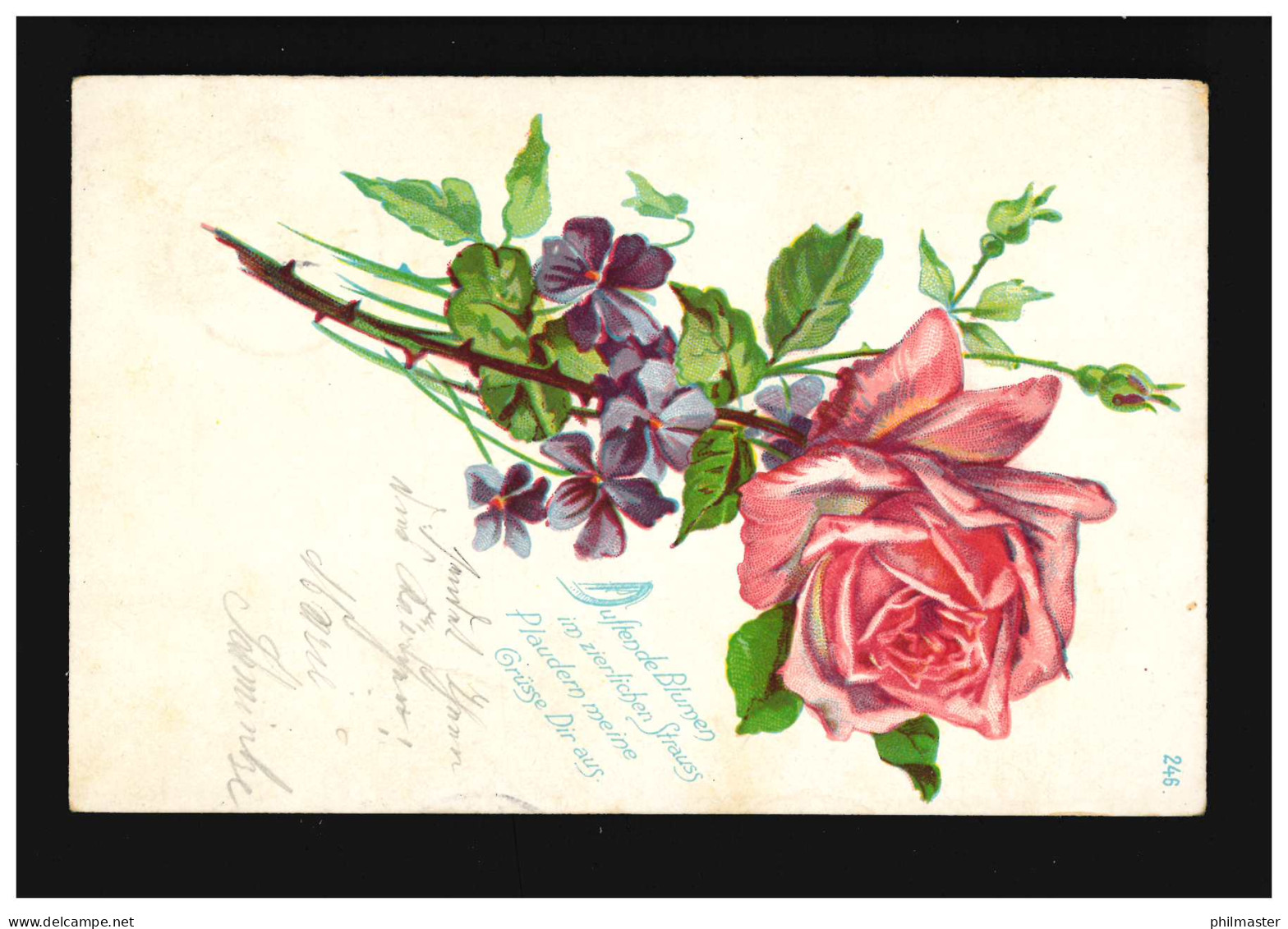 AK Blumen Rose Veilchen, Duftende Blumen Im Zierlichen Strauss, Cassel 6.2.1906 - Andere & Zonder Classificatie