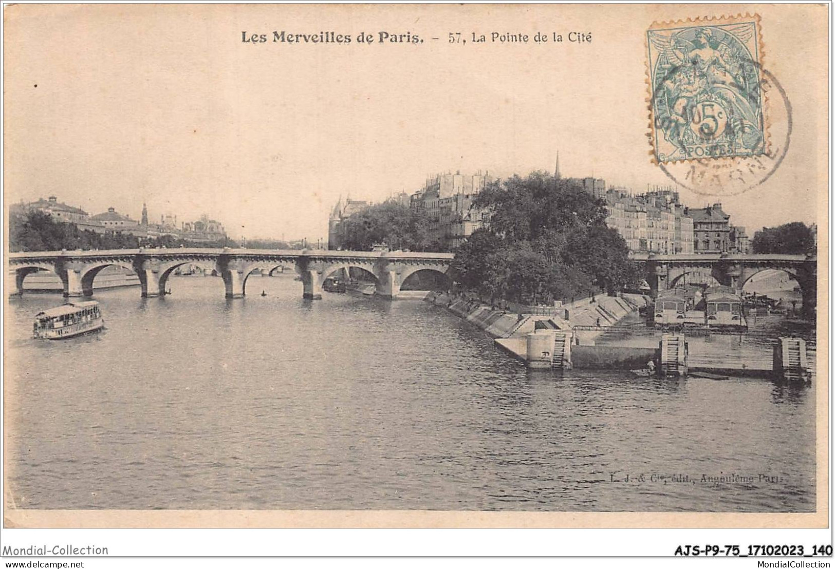 AJSP9-75-0881 - LES MERVEILLES DE PARIS - La Pointe De La Cité - The River Seine And Its Banks