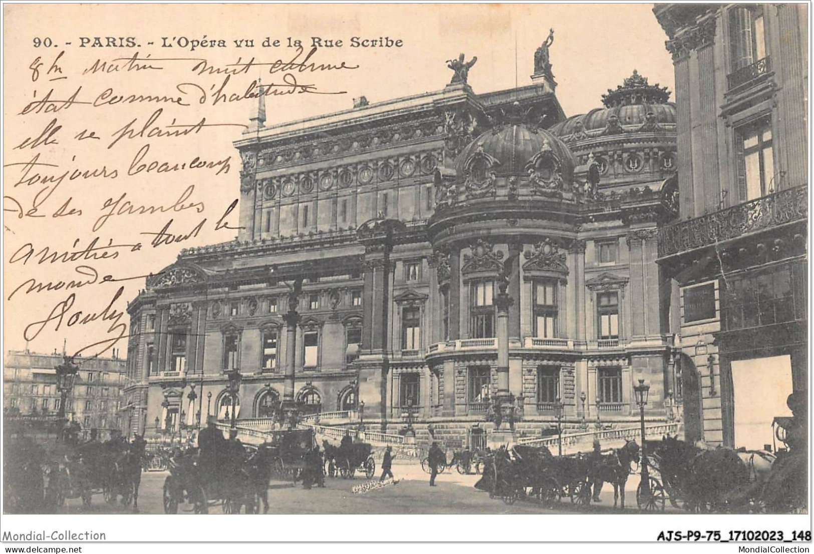 AJSP9-75-0885 - PARIS - L'opéra Vu De La Rue Scribe - Places, Squares