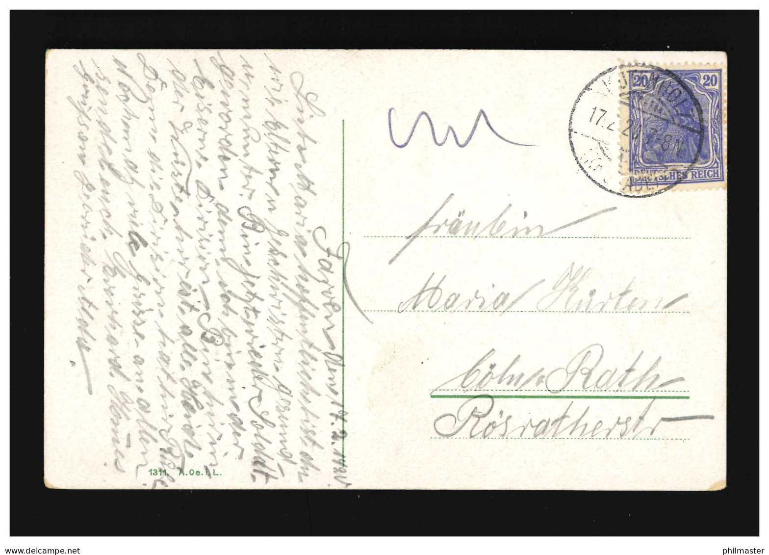 AK Blumen Kranz Vergissmeinicht, Glück Heut Und Immerdar! Kutenholz 17.2.1920 - Other & Unclassified