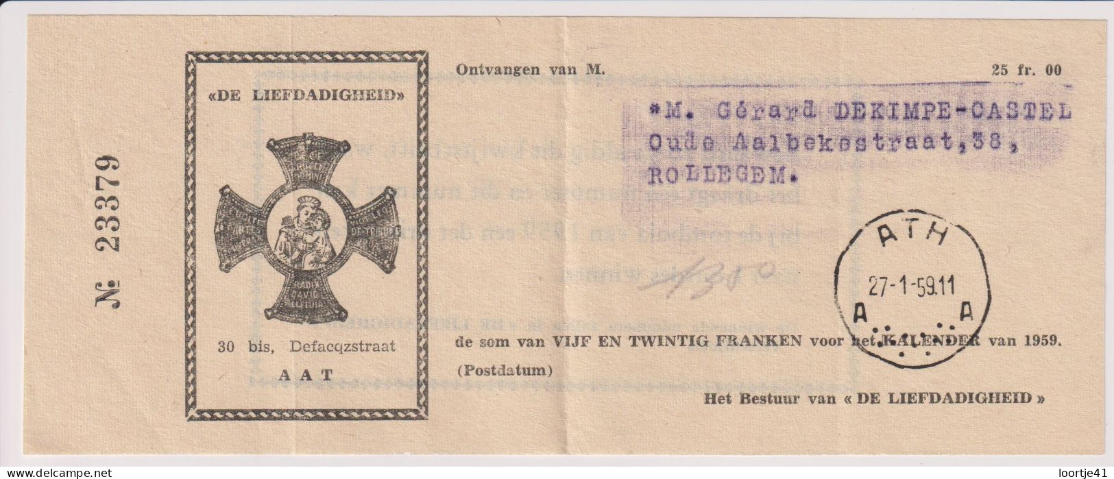 Aat Ath - Lidmaatschap De Liefdadigheid - 1959 - Membership Cards