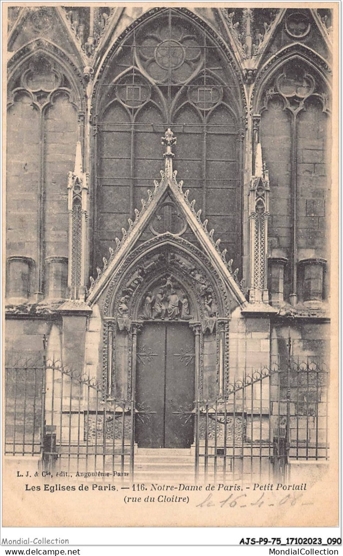 AJSP9-75-0856 - LES EGLISES DE PARIS - Notre-dame De Paris - Petit Portail - Rue Du Cloître - Notre Dame De Paris