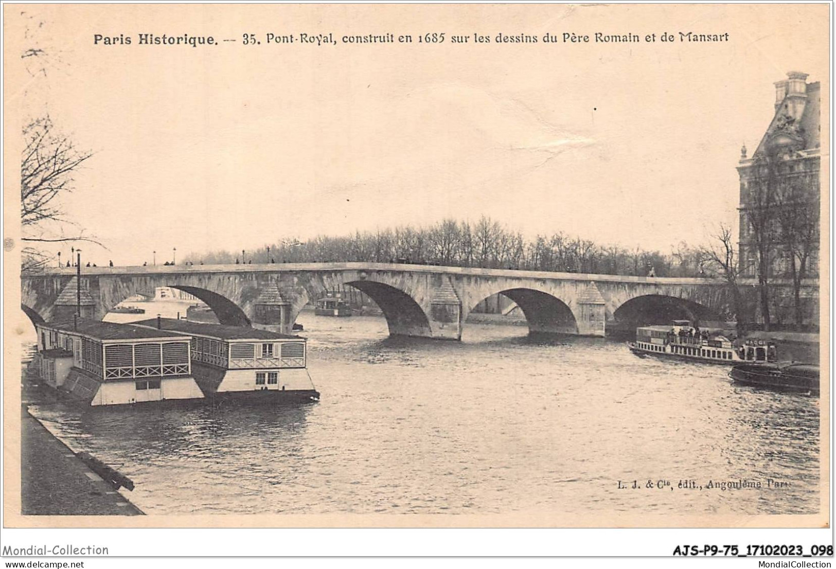 AJSP9-75-0860 - PARIS HISTORIQUE - Pont-royal - Construit En 1685 Sur Les Dessins Du Père Romain Et De Mansart - Ponti