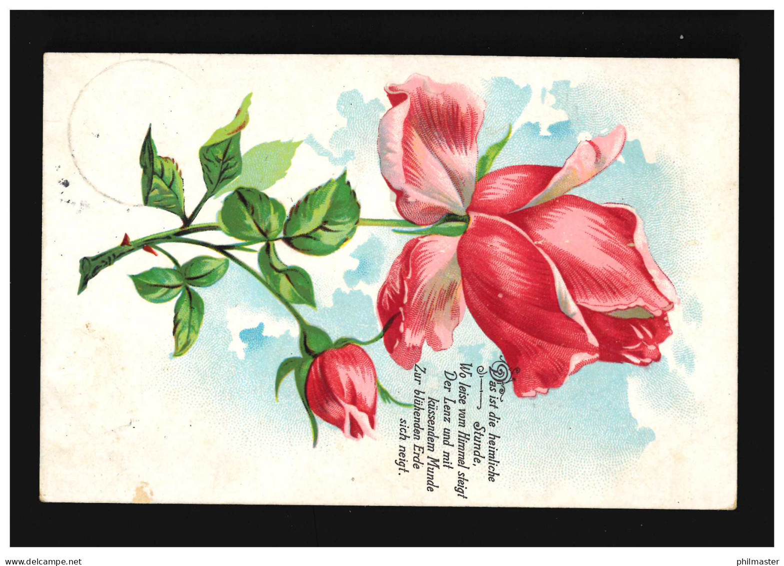 AK Blumen Rote Rose Zweig Das Ist Die Heimliche Stunde, Delmenhorst 15.3.1913 - Autres & Non Classés