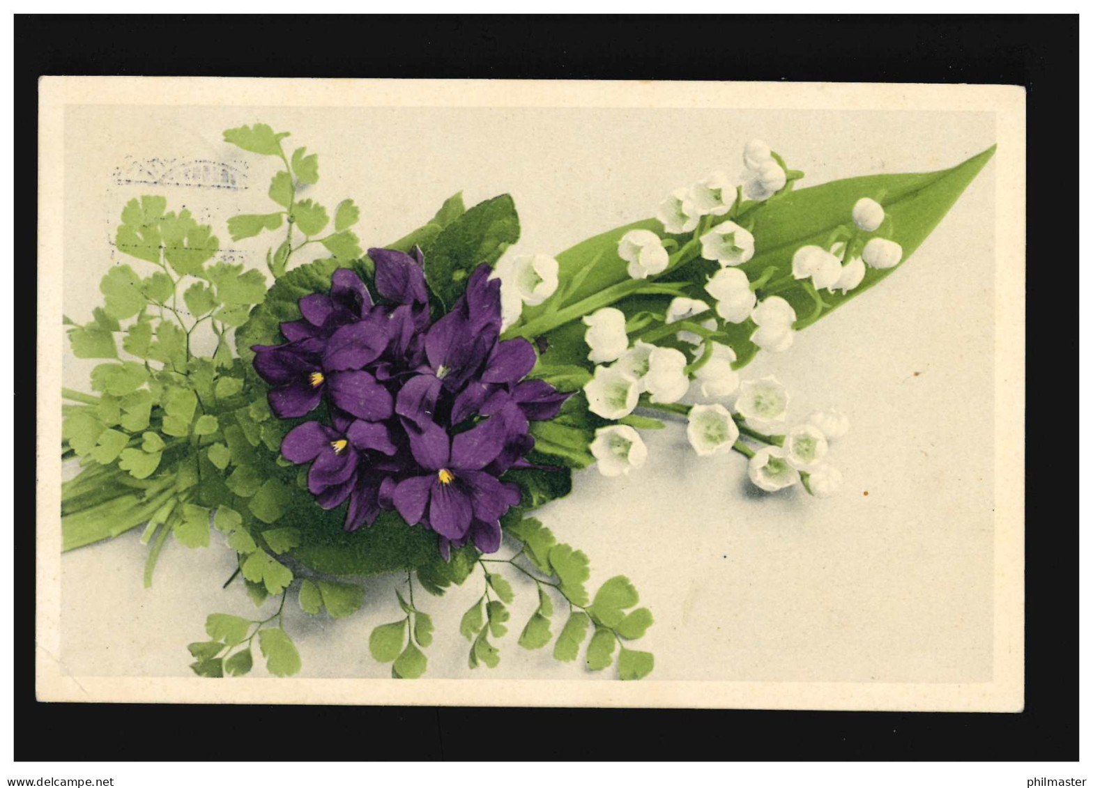 AK Blumen Strauß Veilchen Maiglöckchen Blüten, Düsseldorf 25.7.1908 - Autres & Non Classés