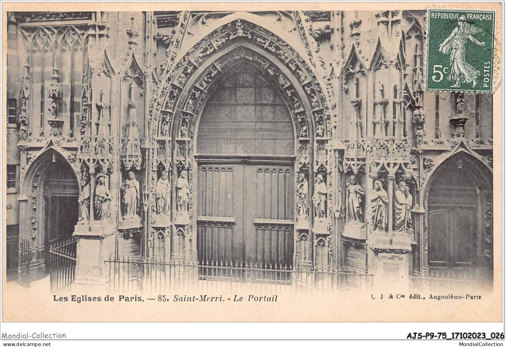 AJSP9-75-0824 - LES EGLISES DE PARIS - Saint-merri - Le Portail - Eglises