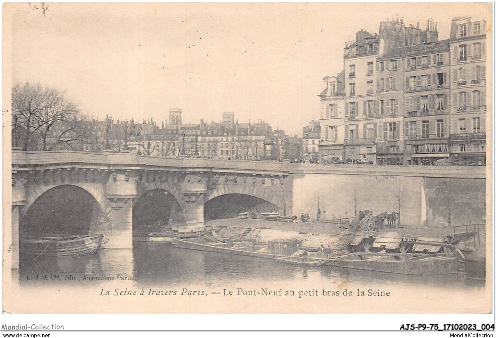 AJSP9-75-0813 - LA SEINE A TRAVERS PARIS - Le Pont-neuf Au Petit Bras De La Seine - El Sena Y Sus Bordes