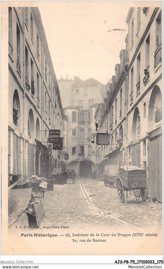 AJSP8-75-0795 - PARIS HISTORIQUE - Intérieur De La Cour Du Dragon - Rue De Rennes - Markten, Pleinen