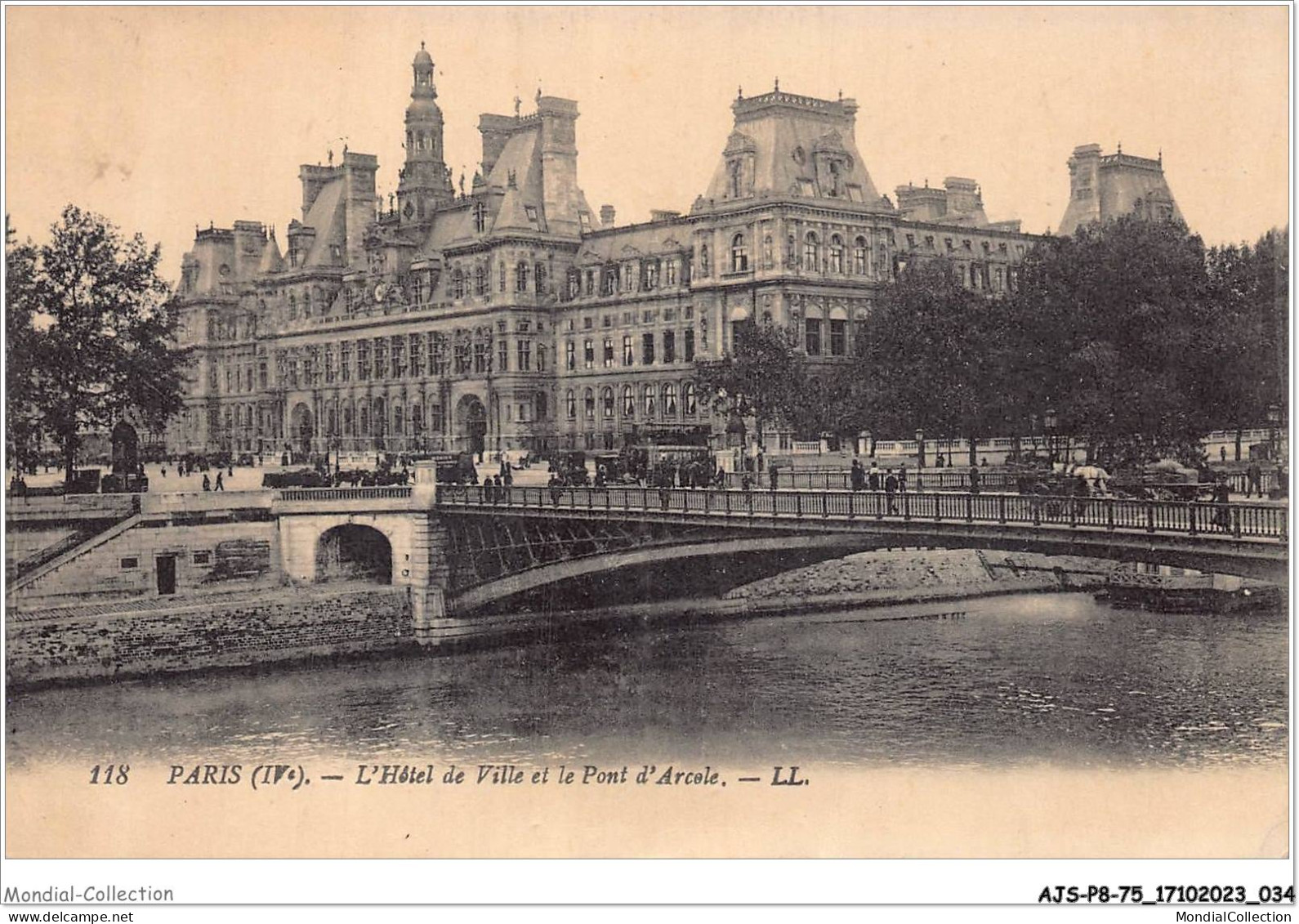 AJSP8-75-0727 - PARIS - L'hôtel De Ville Et Le Pont D'arcole - Cafés, Hôtels, Restaurants