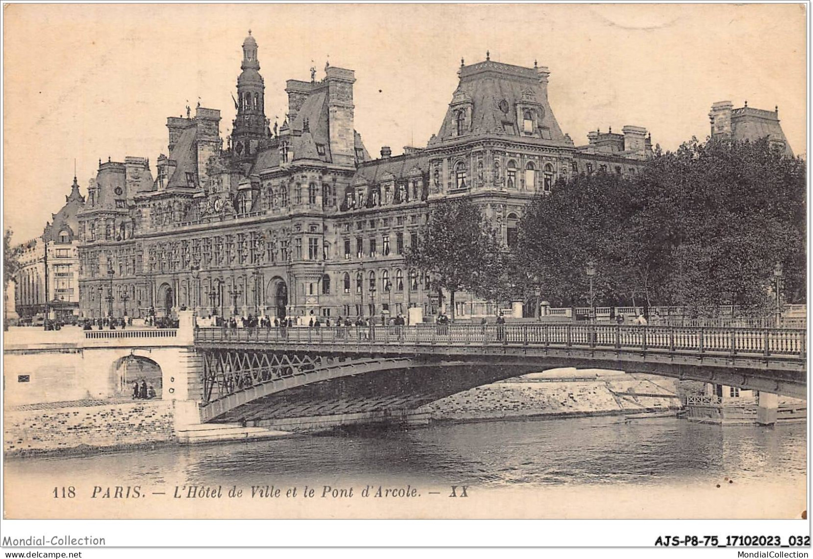 AJSP8-75-0726 - PARIS - L'hôtel De Ville Et Le Pont D'arcole - Cafés, Hôtels, Restaurants