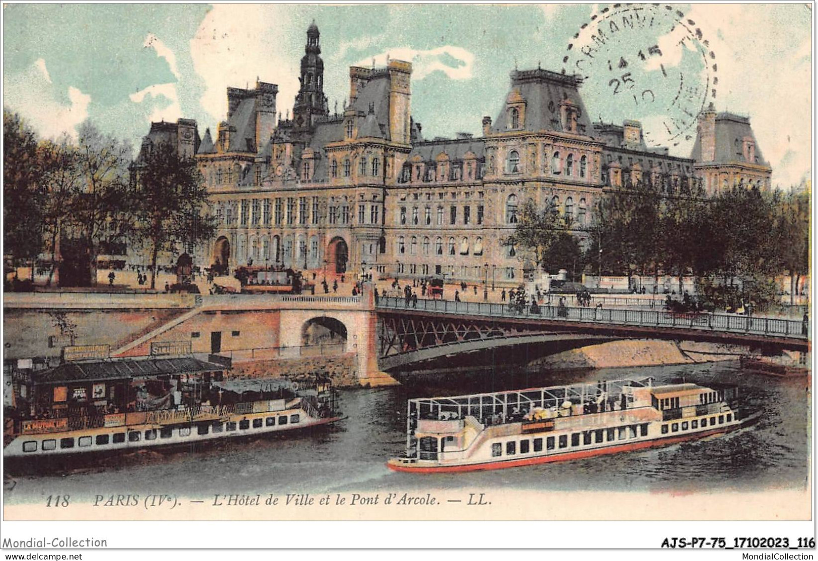 AJSP7-75-0666 - PARIS - L'hôtel De Ville Et Le Pont D'arcole - Pubs, Hotels, Restaurants