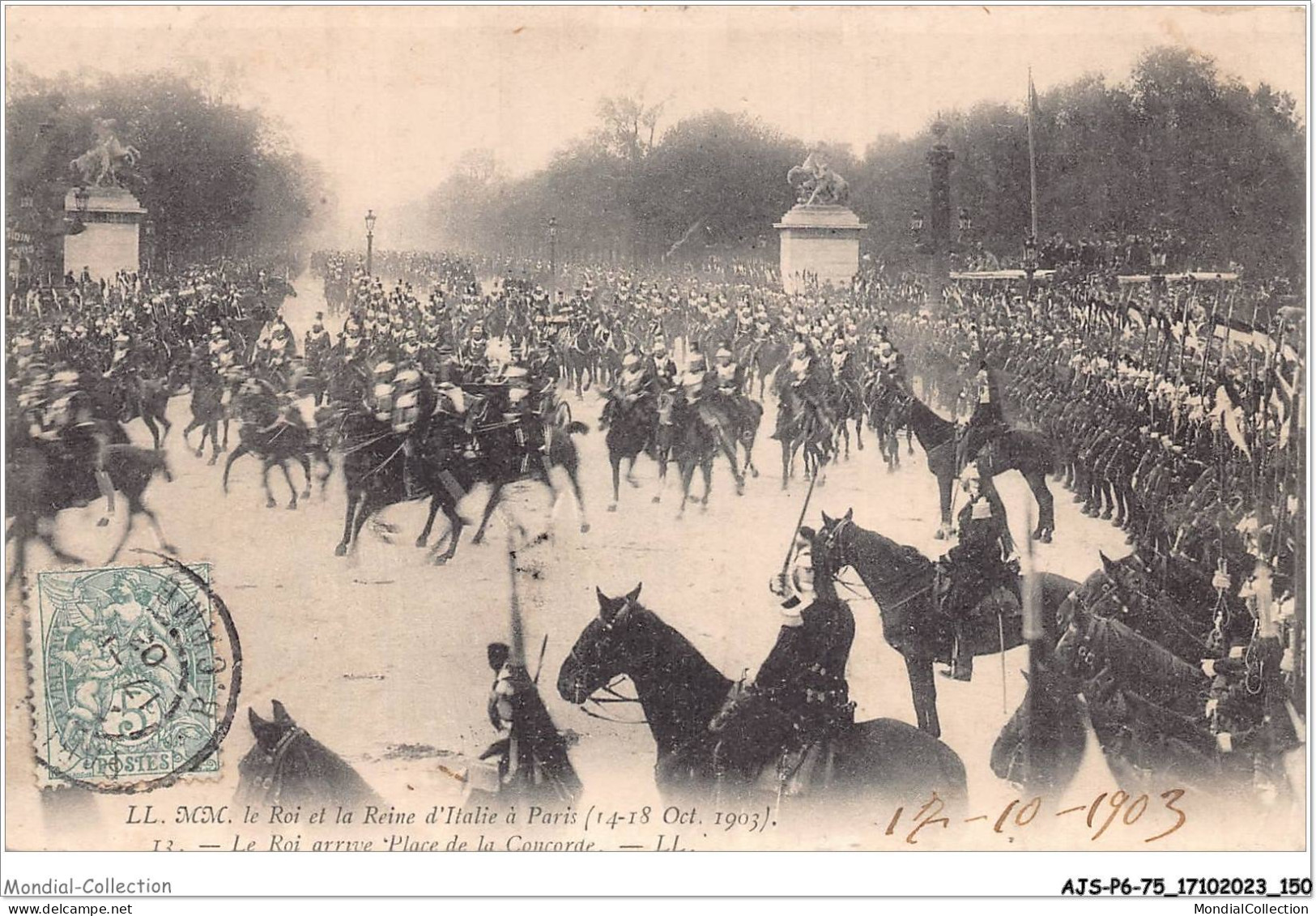 AJSP6-75-0582 - Le Roi Et La Reine D'italie à - PARIS - Le Roi Arrive Place De La Concorde - Markten, Pleinen