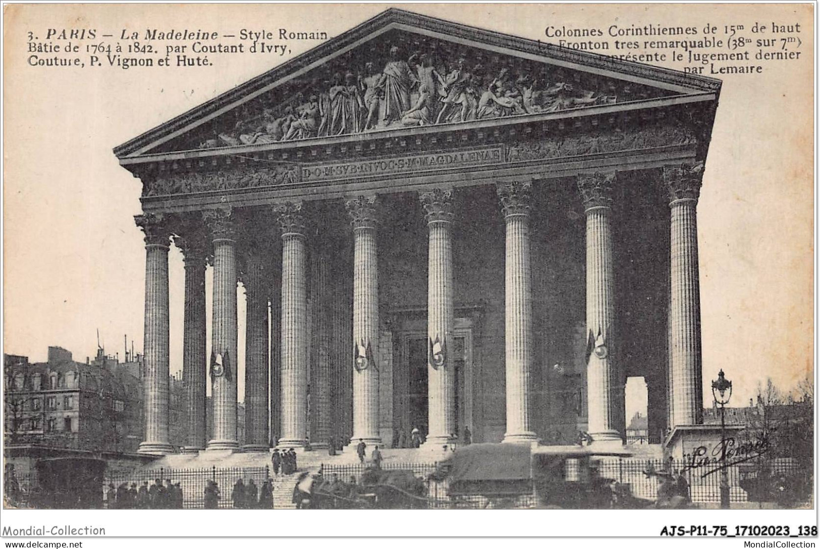 AJSP11-75-1087 - PARIS - La Madeleine - Style Romain - Bâtie De 1764 à 1842 - Par Coutant D'ivry - Churches