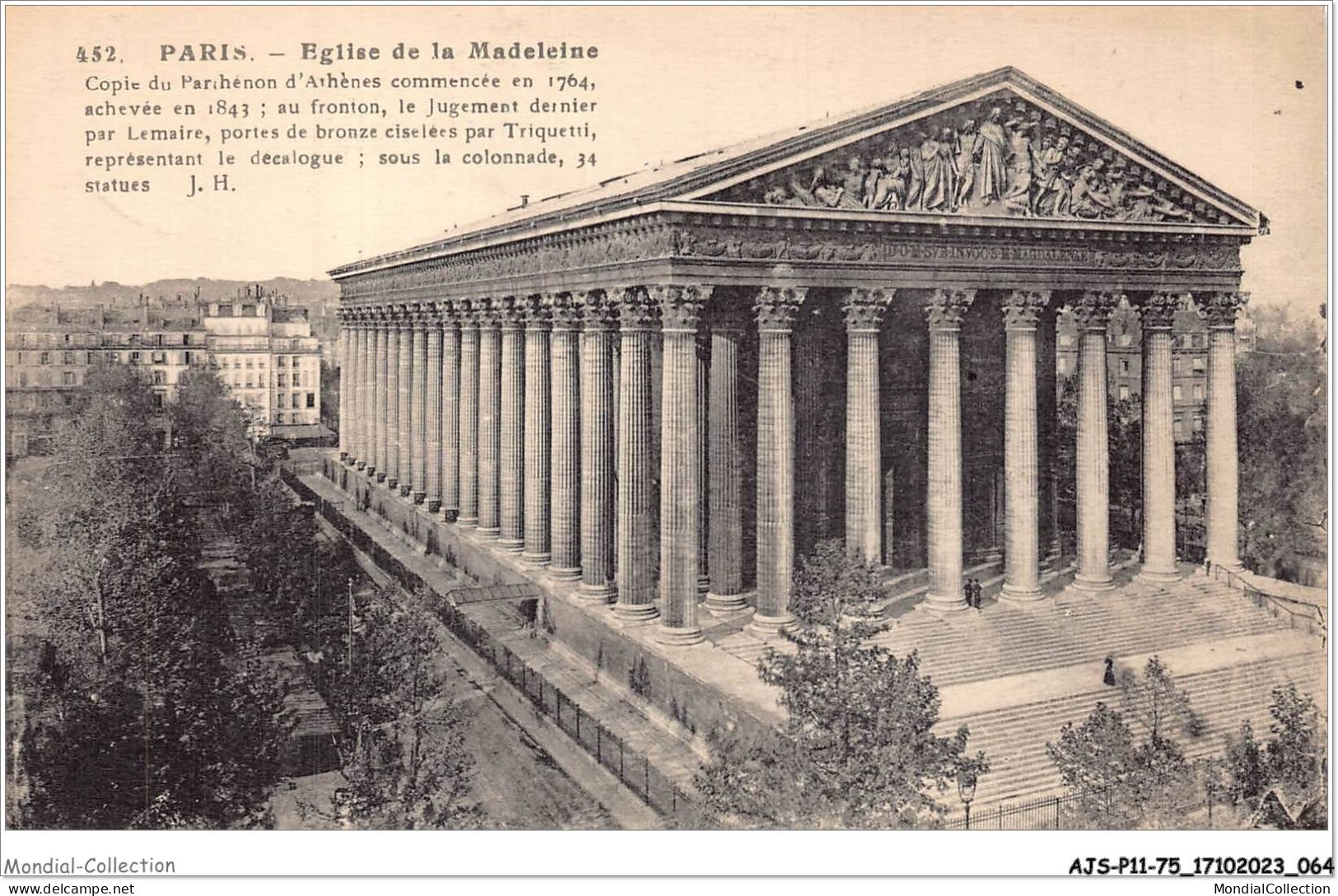 AJSP11-75-1050 - PARIS - église De La Madeleine - Copie Du Parthénon D'athènes Commencée En 1764 - Kirchen
