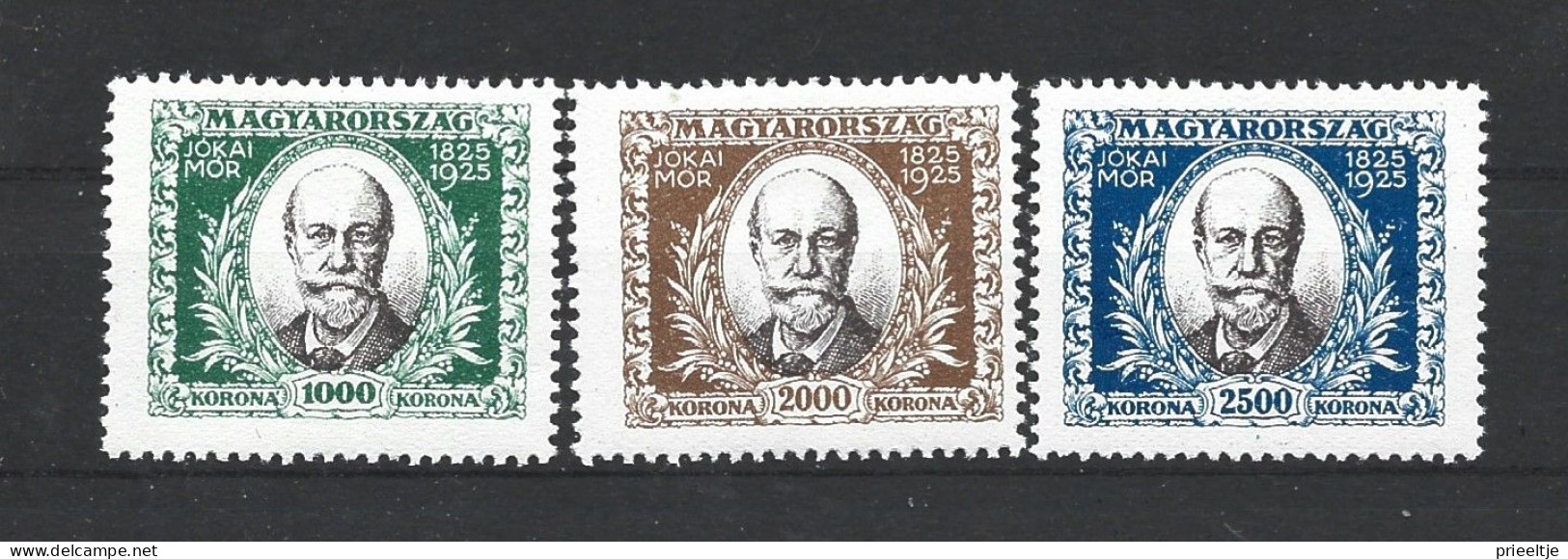Hungary 1925 Mor Jokai Centenary   Y.T. 368/370  * - Nuevos