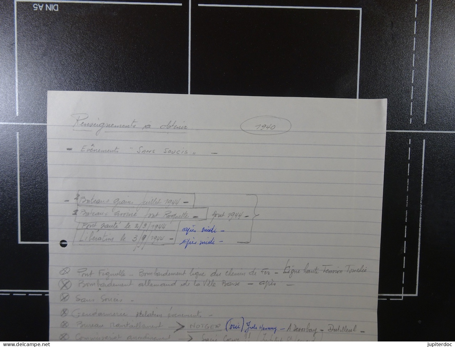 THUIN Manuscrit "Gamins Thudiniens de 1940-1944" Roger Lacomblez + Documents, sources, courriers, copies de presse