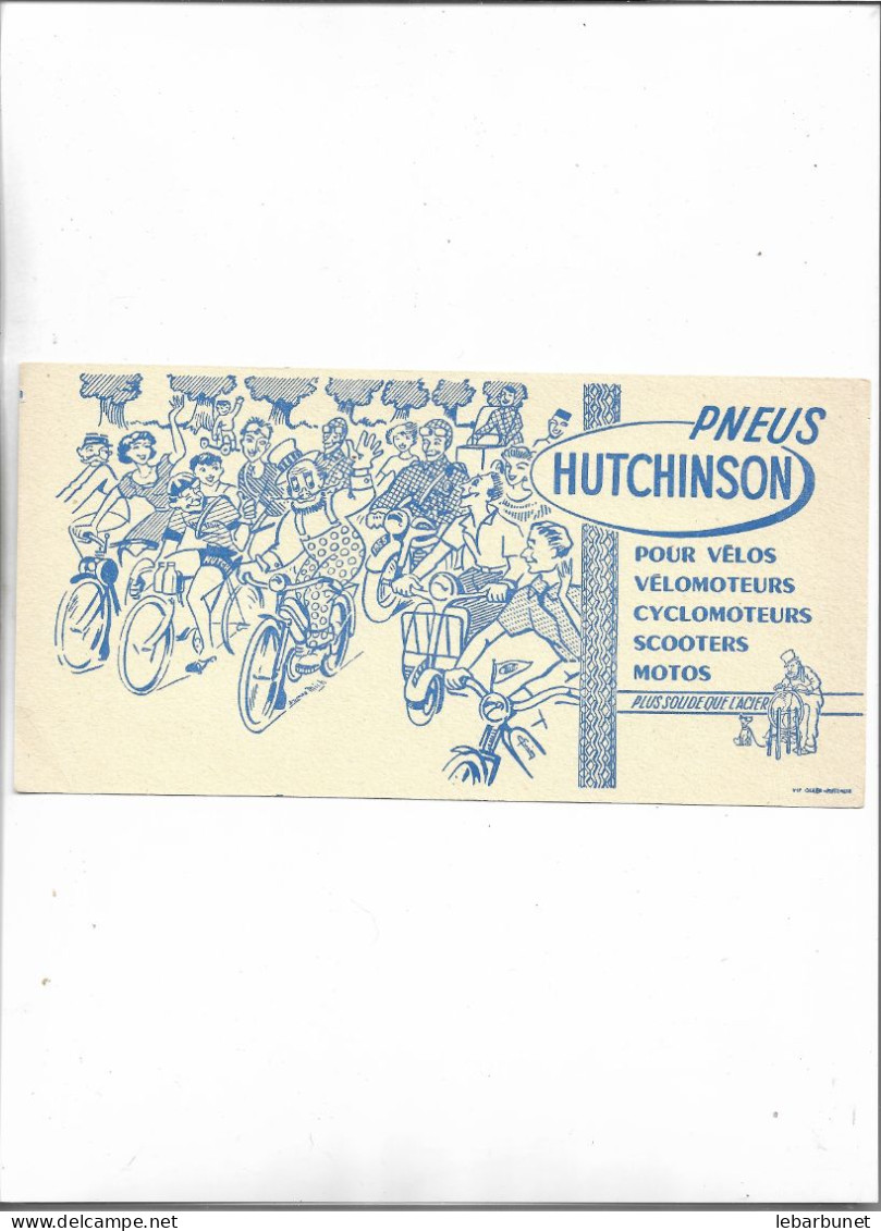 Buvard Ancien Pneus Hutchinson Pour Vélos - Vélomoteurs-  Cyclomoteurs - Scooteurs - Motos - P