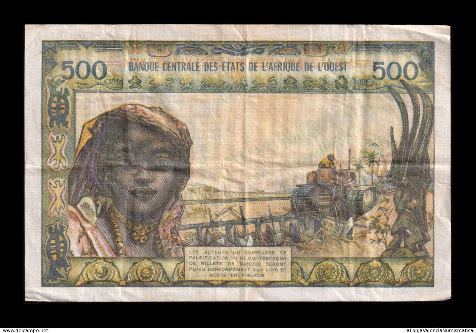 West African St. Senegal 500 Francs ND (1959-1965) Pick 702Kn Bc F - États D'Afrique De L'Ouest