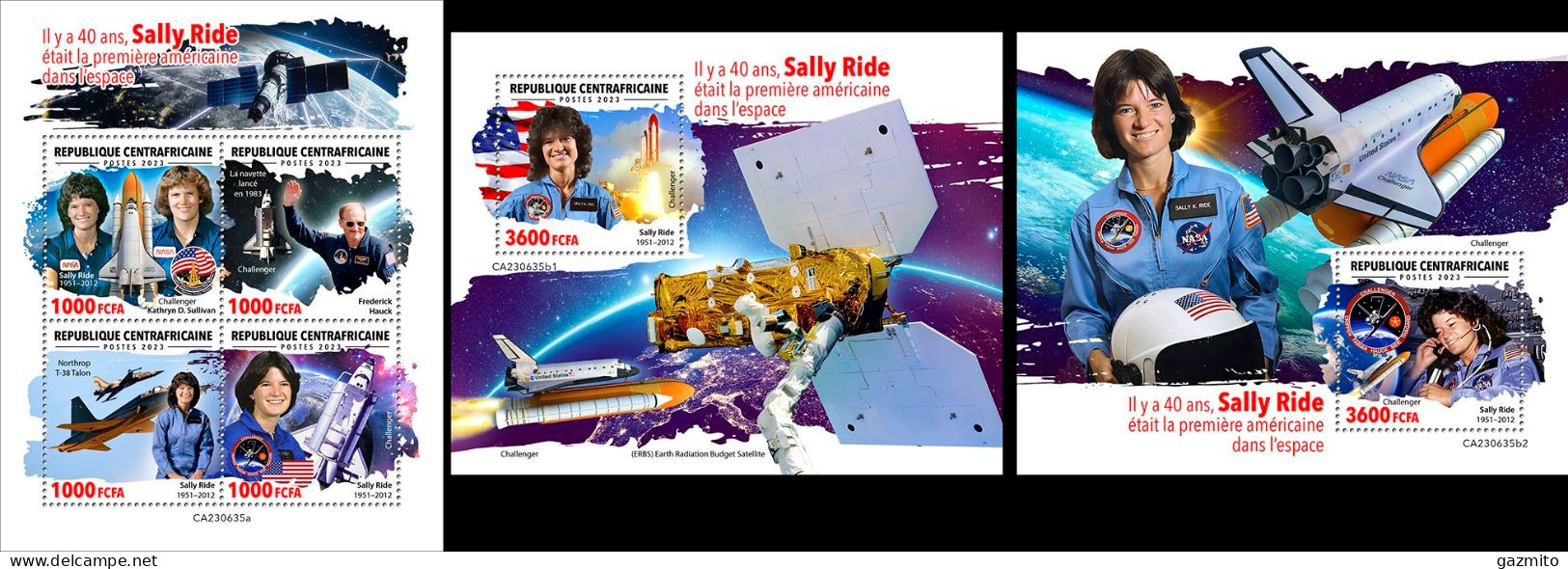 Centrafrica 2023, Space, Sally Ride, 4val In BF +2BF - Repubblica Centroafricana